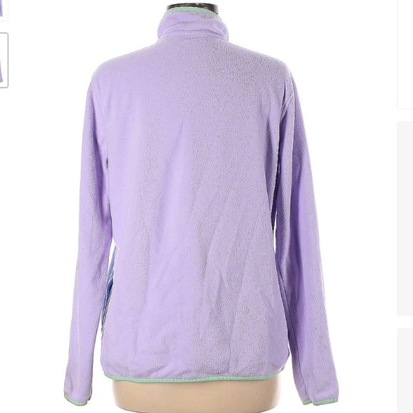 Lands End Vintage 90s Pastel Lilac/Baby Blue Fleece Pullover - Picture 2 of 2